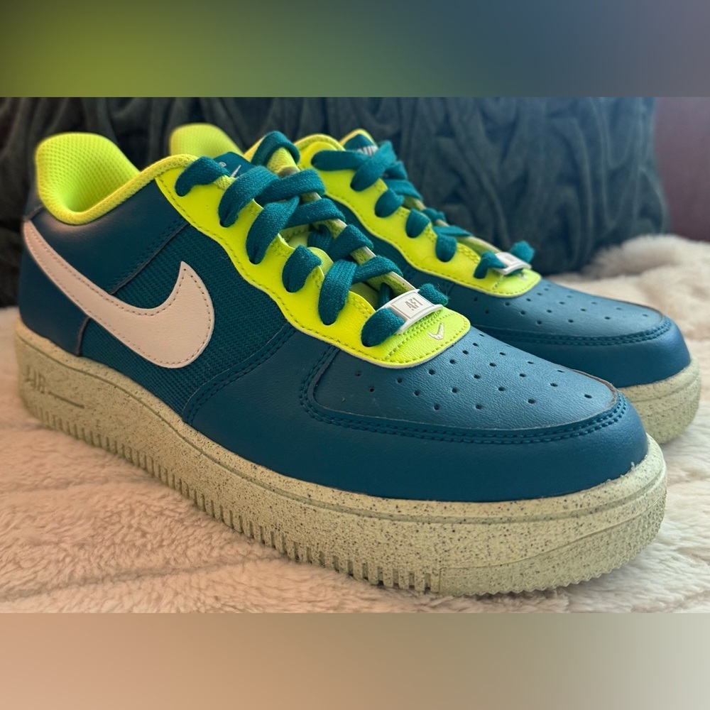 Nike Air Force 1 Crater Classic Bright Spruce/Phantom/Volt Sz 7 women/Sz 5.5Y